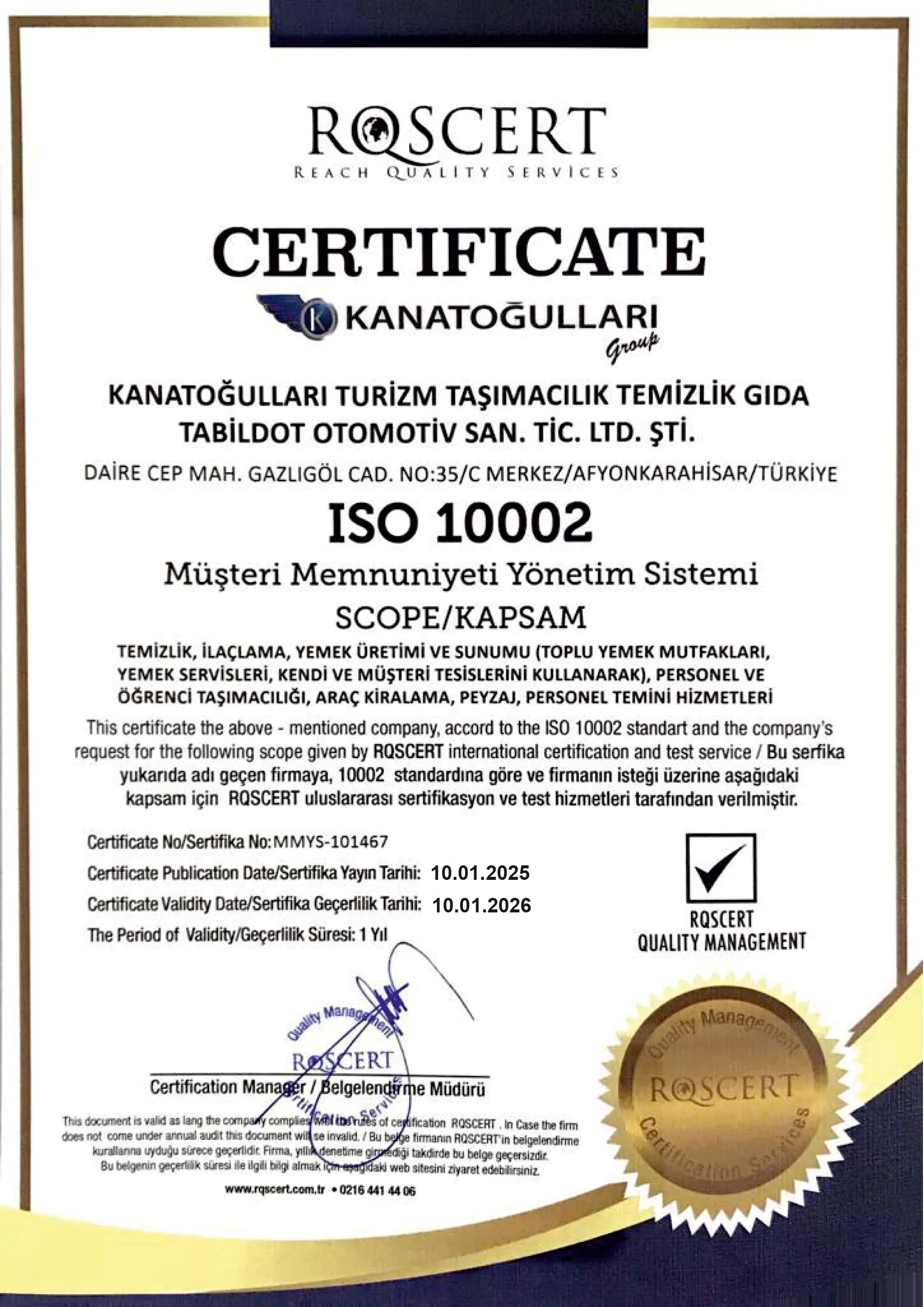 ISO Yönetim Sistemi Belgesi